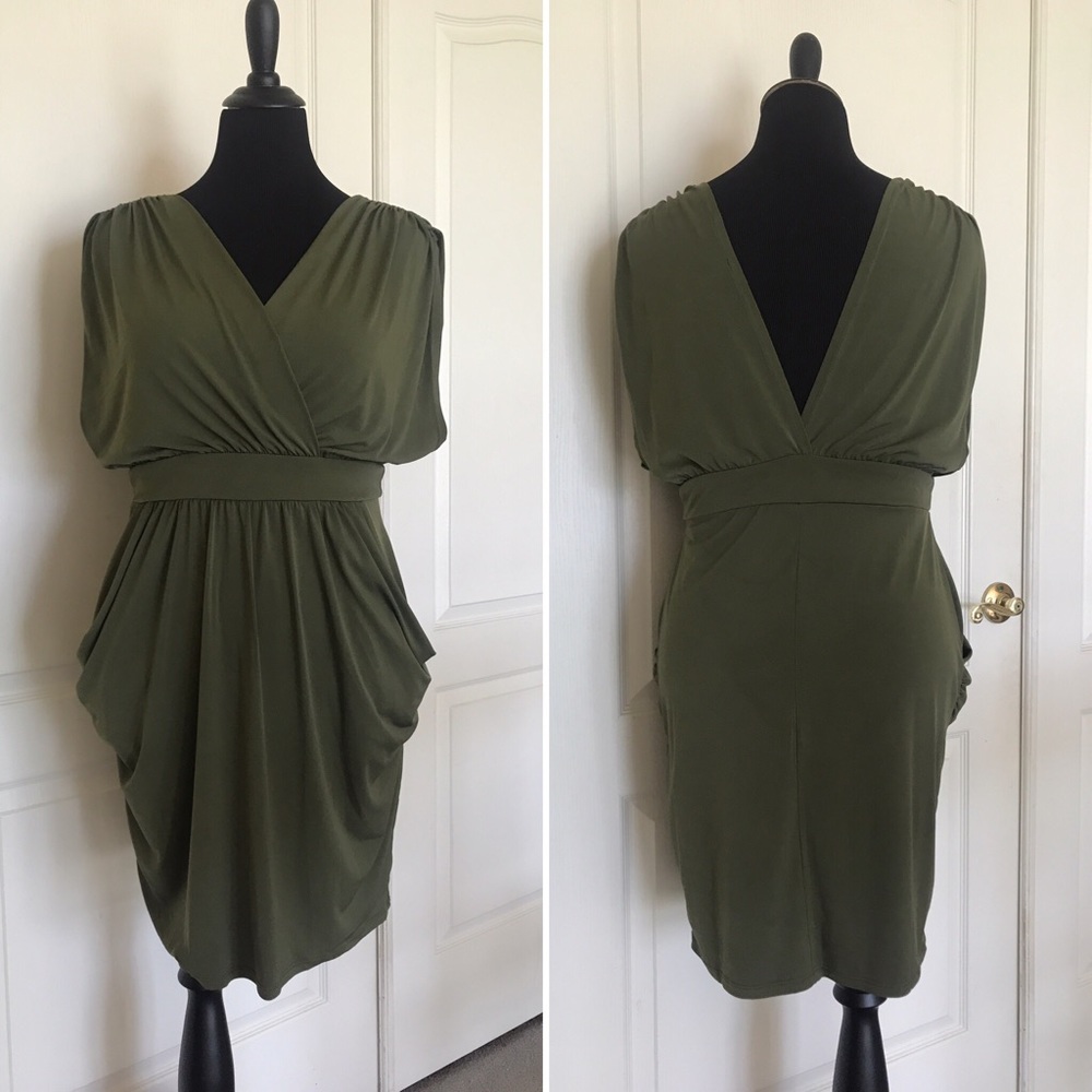 V-neck ruched draped club mini dress